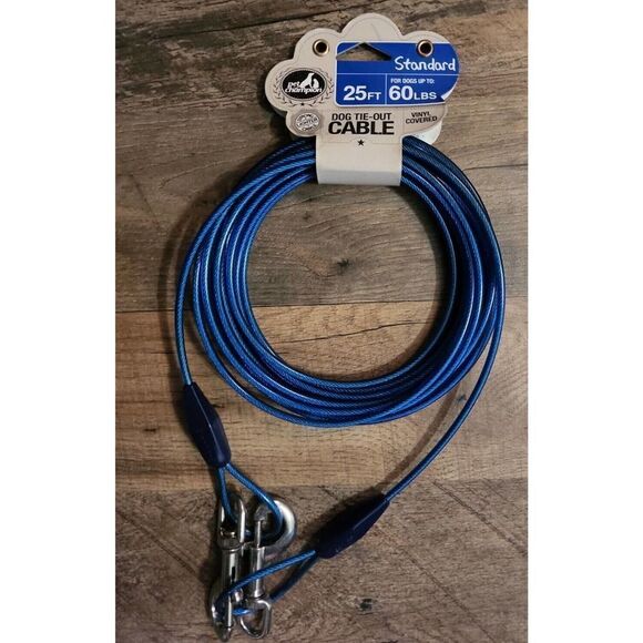 Pet Champion Dogs Tie Out Cable 25 ft. NEW - Medium up to 60 Pounds Vinyl cover - Picture 2 of 7